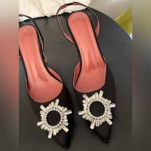 Satin Jeweled Kitten Sling Heels (Begum Style), size 8.5-9 NEW